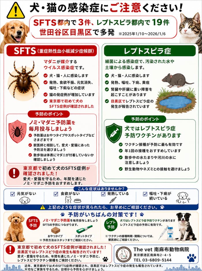 南麻布動物病院ブログ_SFTS・レプトスピラ症